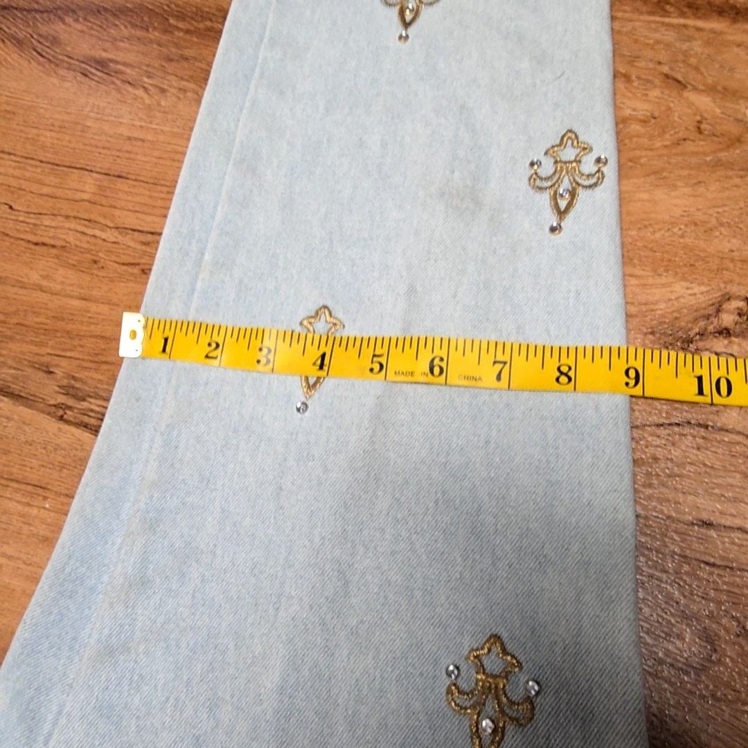 Monique Lhuillier Vintage Monique Fleur De Lis Embroidered Jeans 7/8 Size 30" / US 8 / IT 44 - 16 Thumbnail