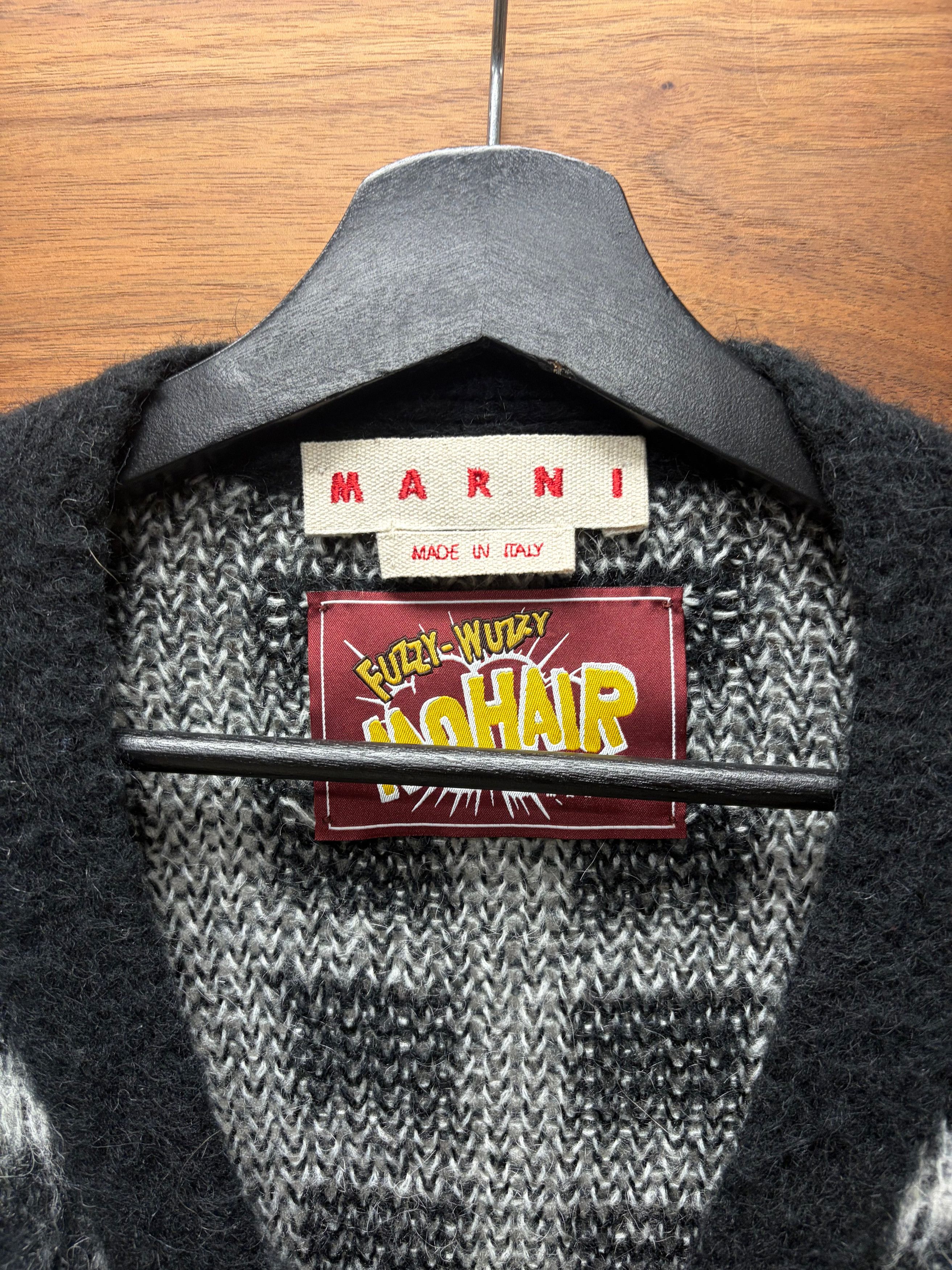 Marni Marni Black/White Plaid Mohair Shag Cardigan Size US M / EU 48-50 / 2 - 3 Thumbnail