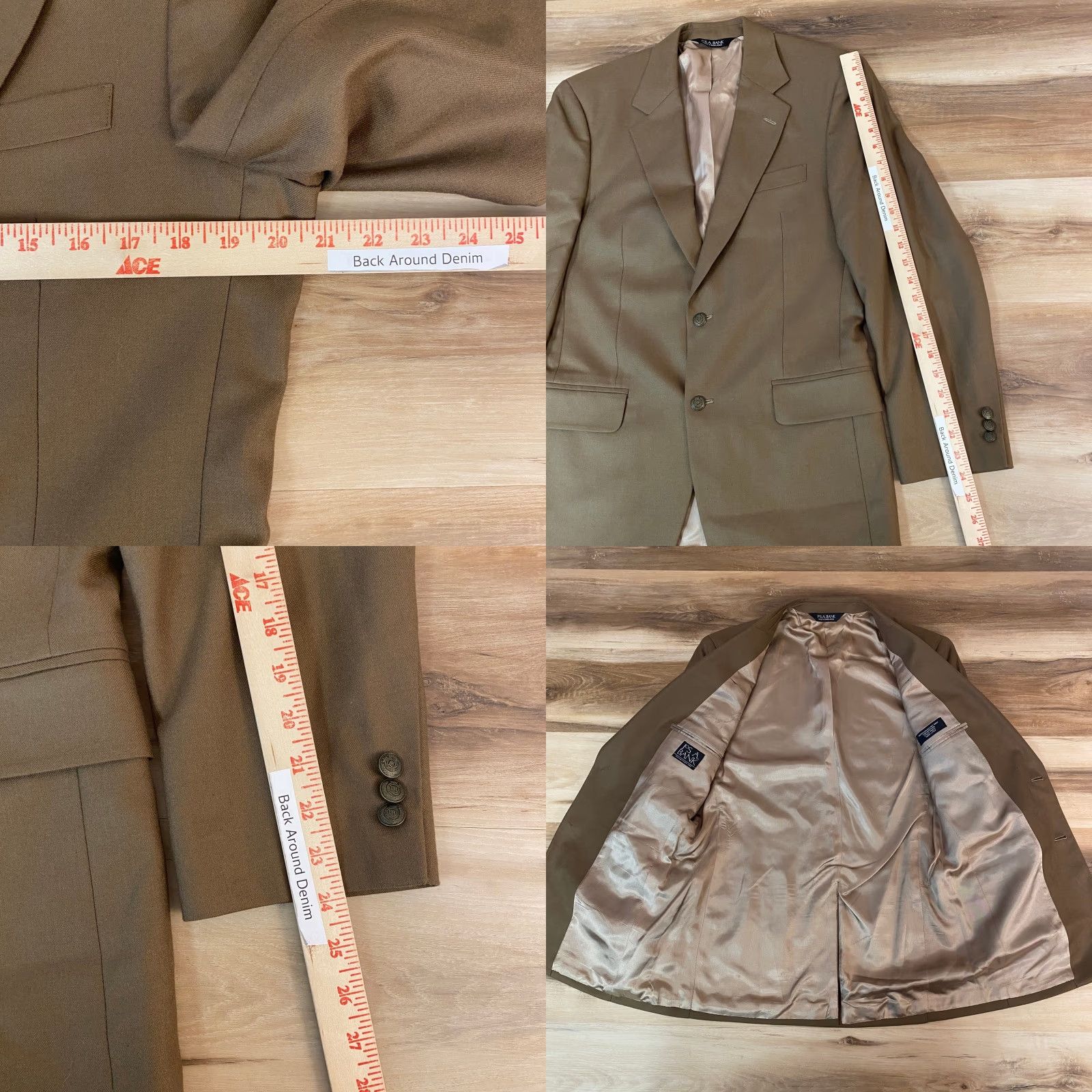 Vintage Jos A Bank Blazer Mens 38R Brown Wool Cashmere Tweed Sport Coat Jacket Blazer Button Size 38R - 8 Thumbnail