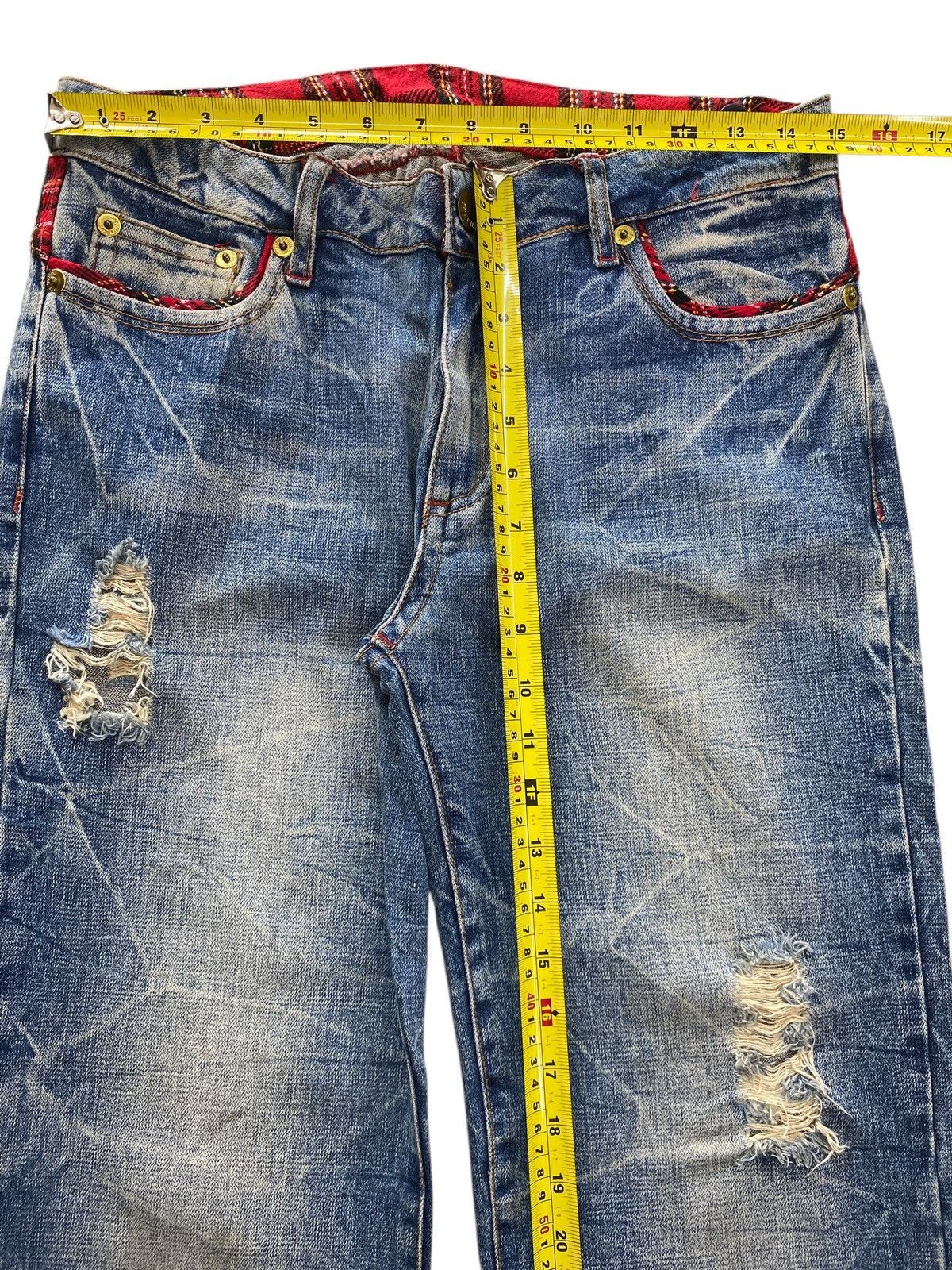 Japanese Brand Japanese Brand Faded Blue Wash Honey Comb Style Straight Leg Size US 30 / EU 46 - 6 Thumbnail