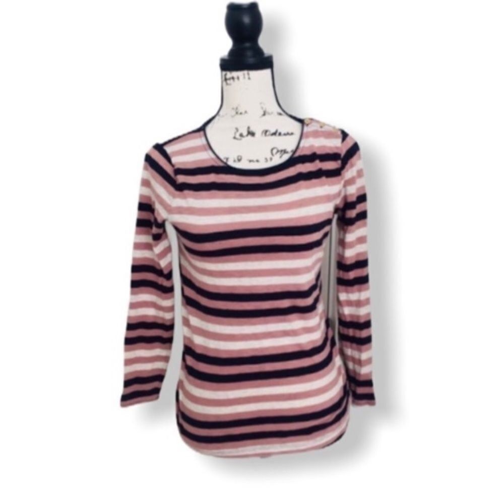 J.Crew J. Crew Striped Painter Tee Women’s Small – Pink Black White Size S / US 4 / IT 40 - 1 Thumbnail
