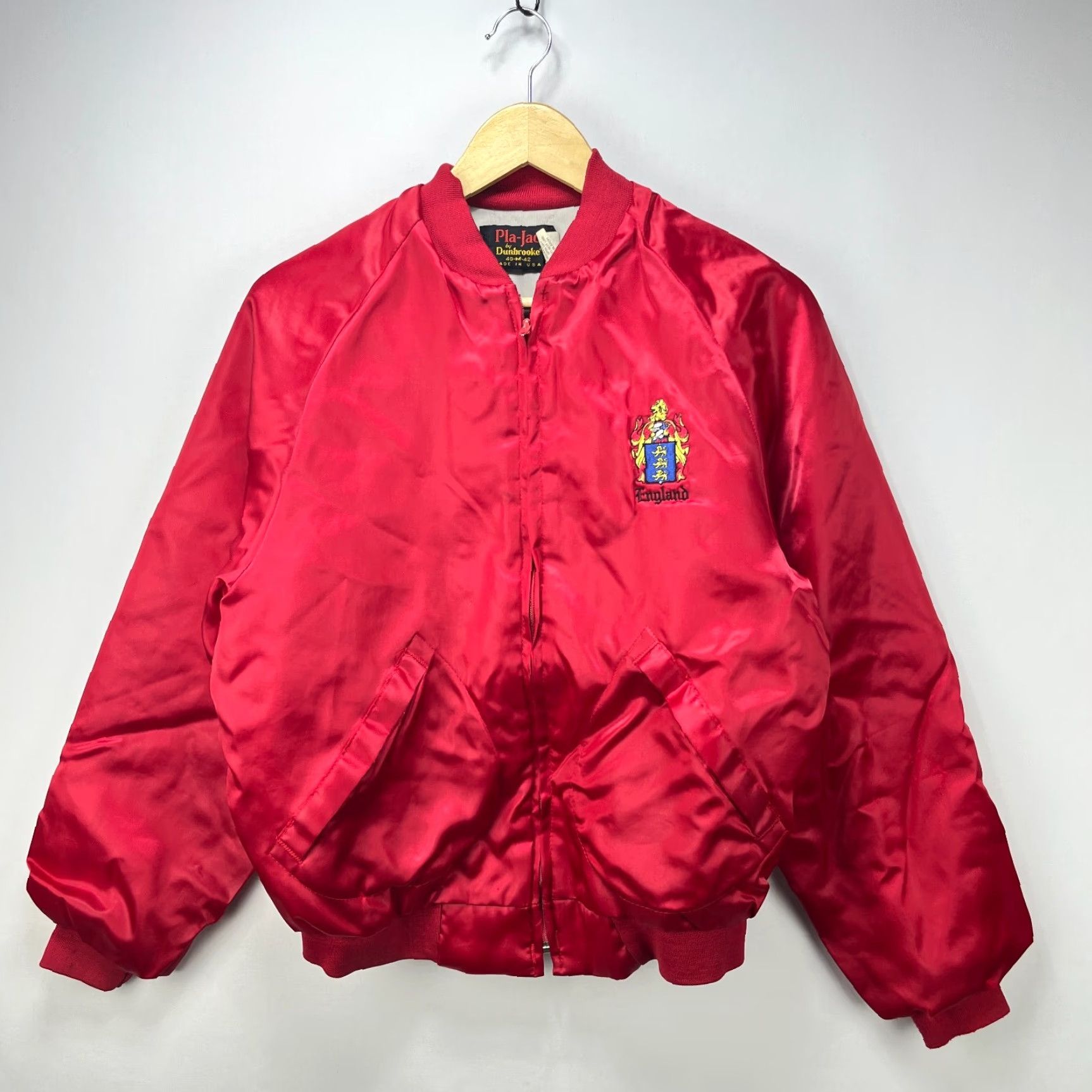 Dunbrooke VINTAGE Dunbrook Pla-Jac England Satin Bomber Jacket Medium Shirt Mens 90s Red Size US M / EU 48-50 / 2 - 2 Thumbnail