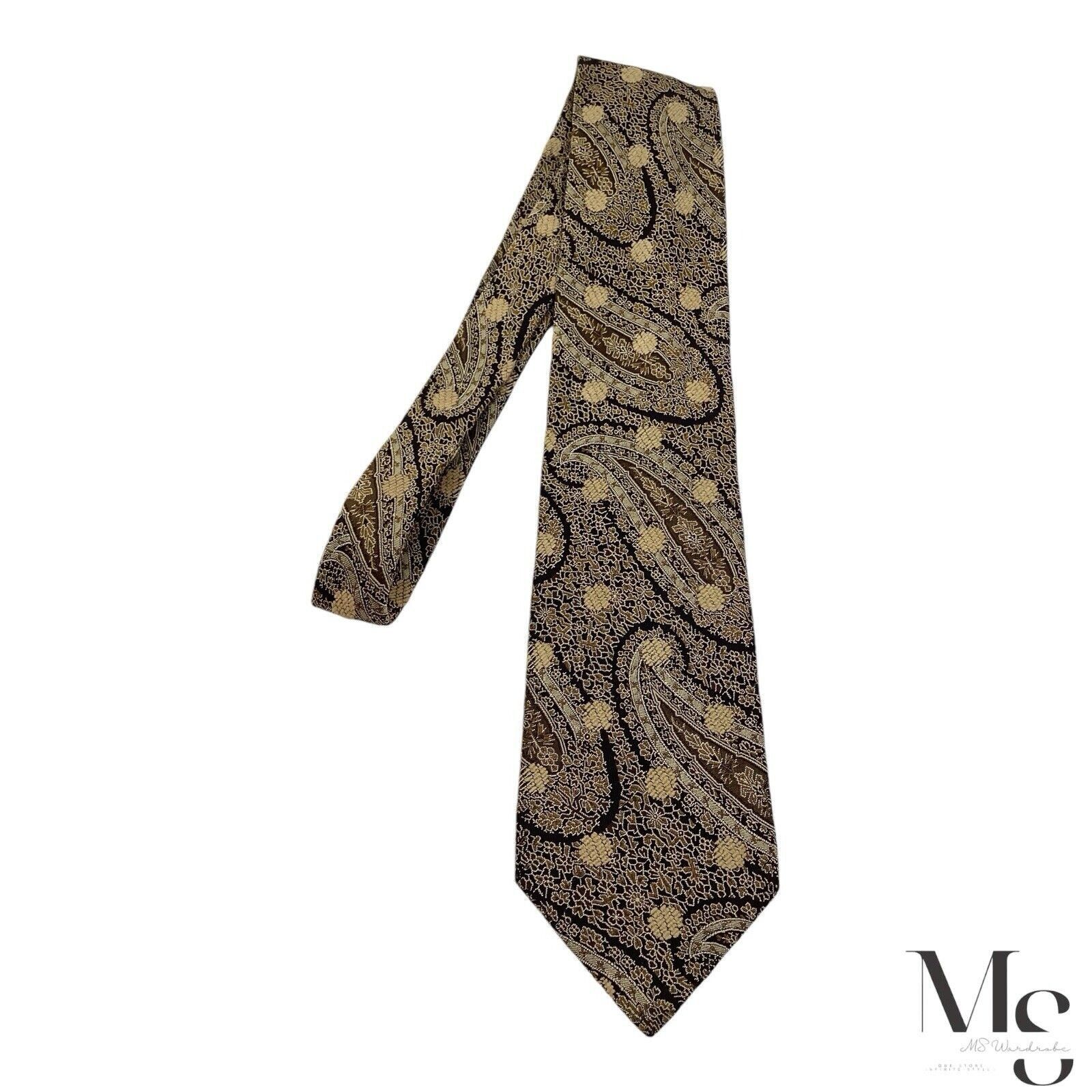 Kenzo KENZO HOMME Gold Paisley Luxury Silk Tie Made In Italy W: 3. Size ONE SIZE - 4 Thumbnail