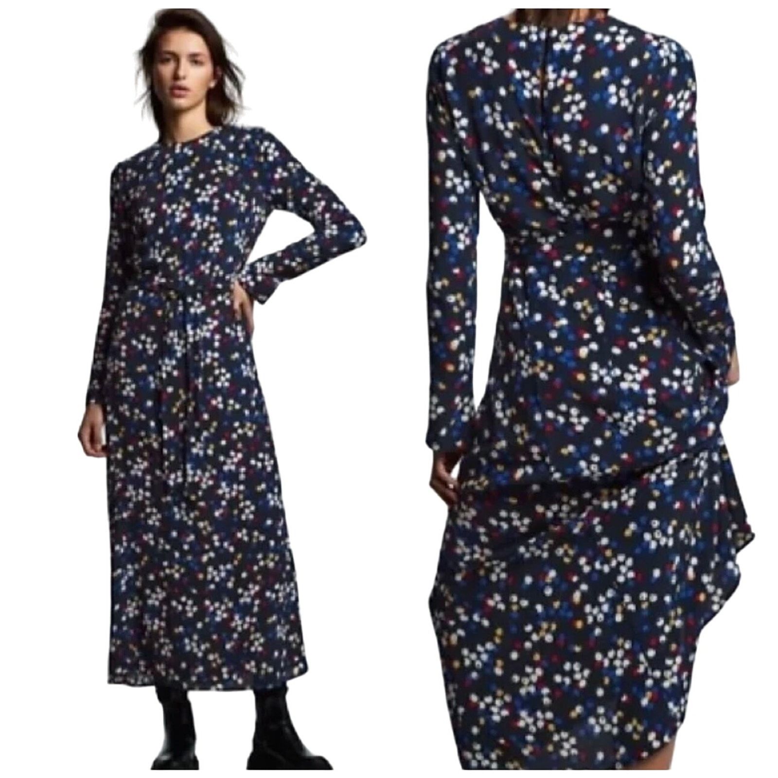 Zara Zara Lexi Long SleeveNavy Belted Maxi Dress Women sz XS Size XS / US 0-2 / IT 36-38 - 1 Thumbnail