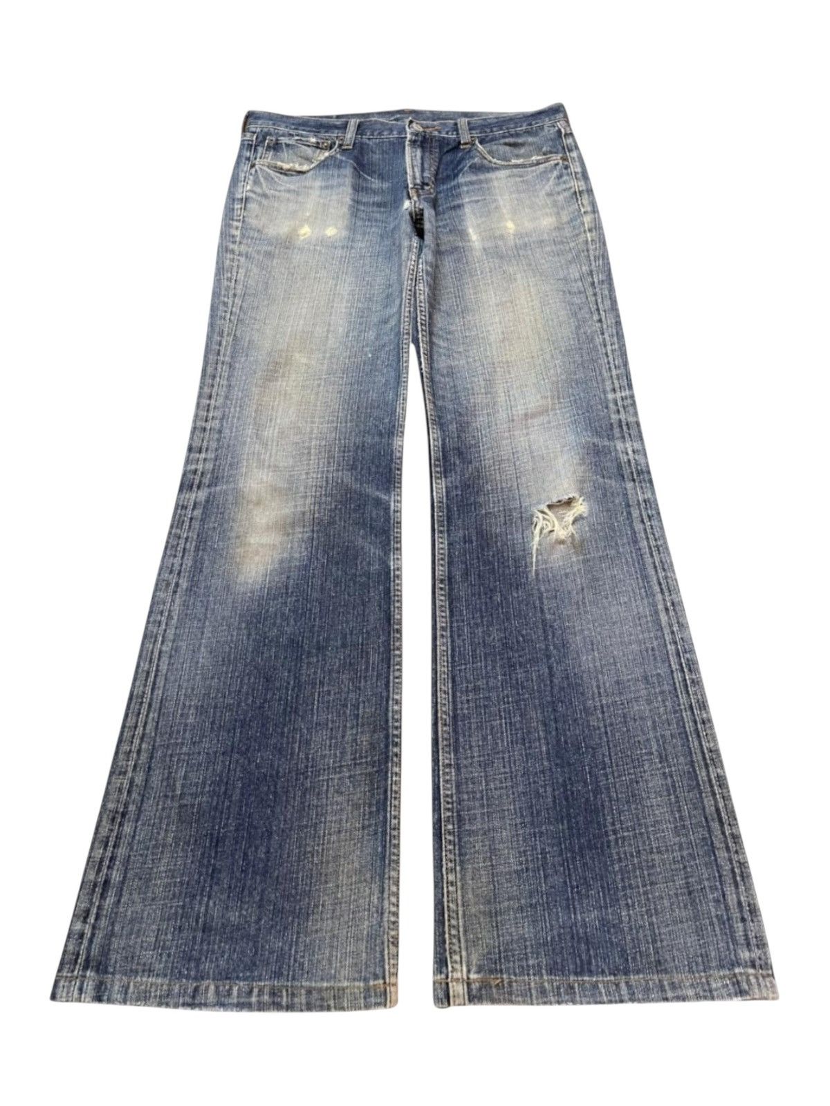 14th Addiction Vintage Y2K Japan Brand Faded Wash Distress Wide Leg Baggy Size US 34 / EU 50 - 1 Thumbnail