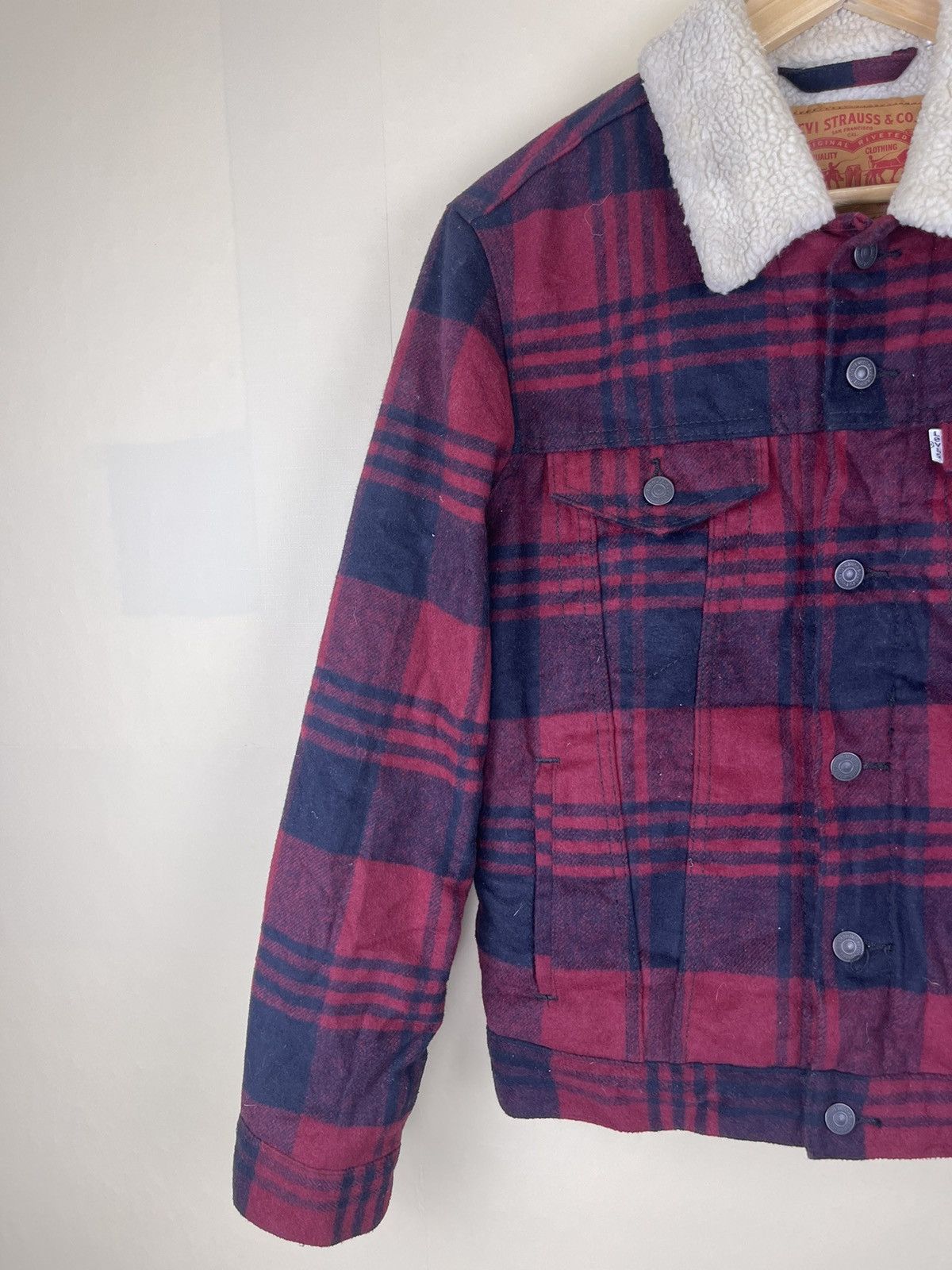 Levi's × Levi's Vintage Clothing × Vintage VINTAGE LEVIS Red Tartan Sherpa Trucker Jacket Size US S / EU 44-46 / 1 - 8 Thumbnail