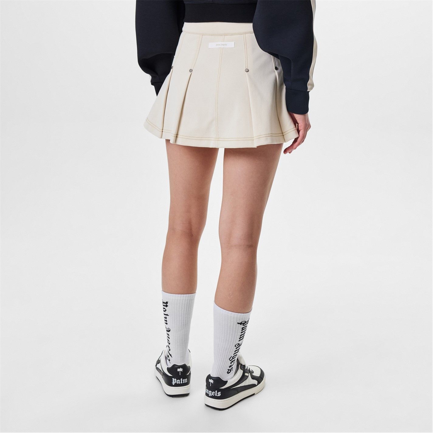 Palm Angels o1g2r1mq0425 Pleated Mini Skirt in Ivory Size 27" / US 4 / IT 40 - 3 Thumbnail