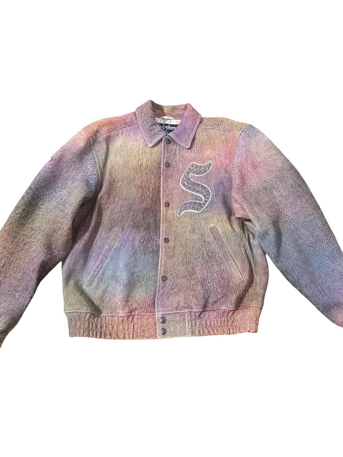 Supreme NEW Supreme Pebbled Leather Varsity Jacket - Rainbow | Grailed