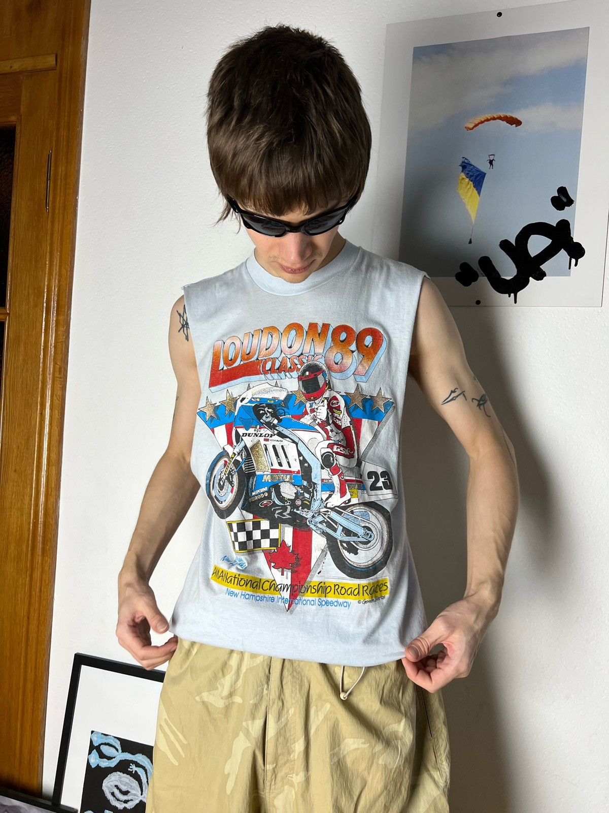 Harley Davidson × Vintage 1989 London Moto tee Tank Top Dunlop racing Suzuki Size US M / EU 48-50 / 2 - 1 Thumbnail