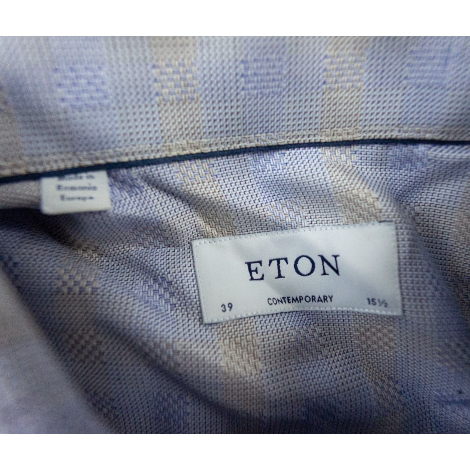 Eton VINTAGE ETON Men’s Button-Up Shirt Long Sleeve Check Cotton Blue 15.5 Business Casual Size US M / EU 48-50 / 2 - 6 Thumbnail