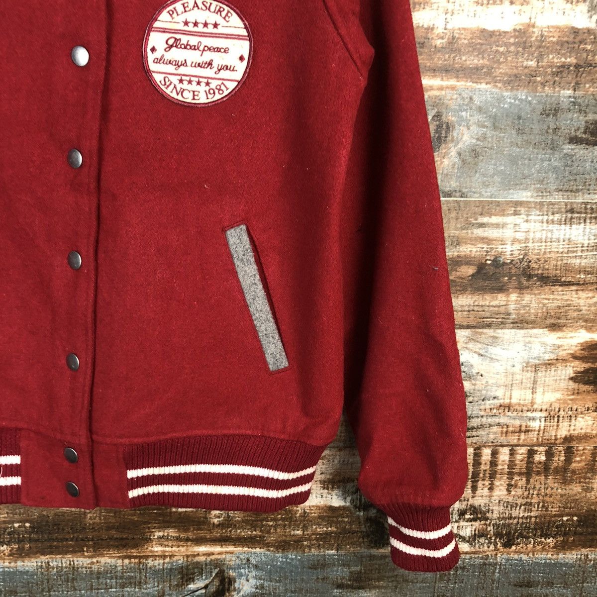 Japanese Brand Cate D Lard Red Bombers varsity Jacket #A1760 Size S / US 4 / IT 40 - 8 Thumbnail