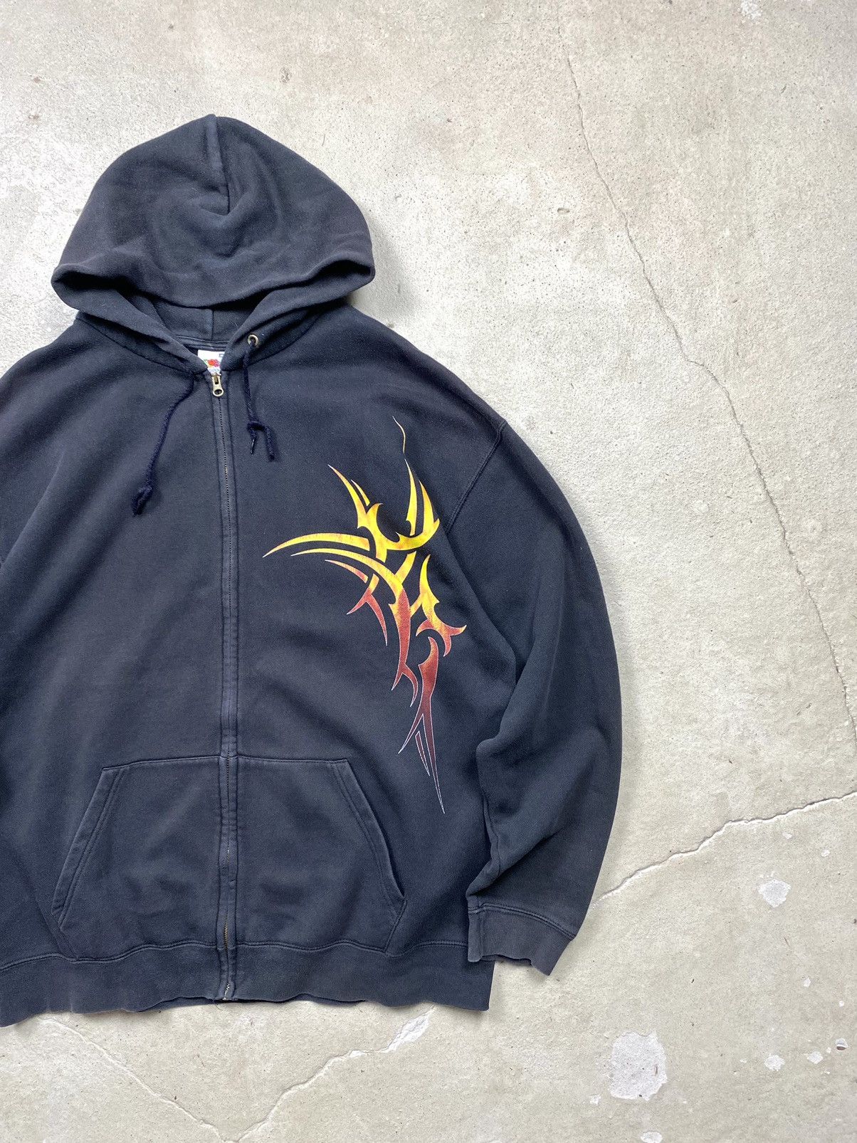 Japanese Brand Y2K Vintage 2000’s Abstract Fire Hoodie Japan Style Size US XL / EU 56 / 4 - 4 Thumbnail