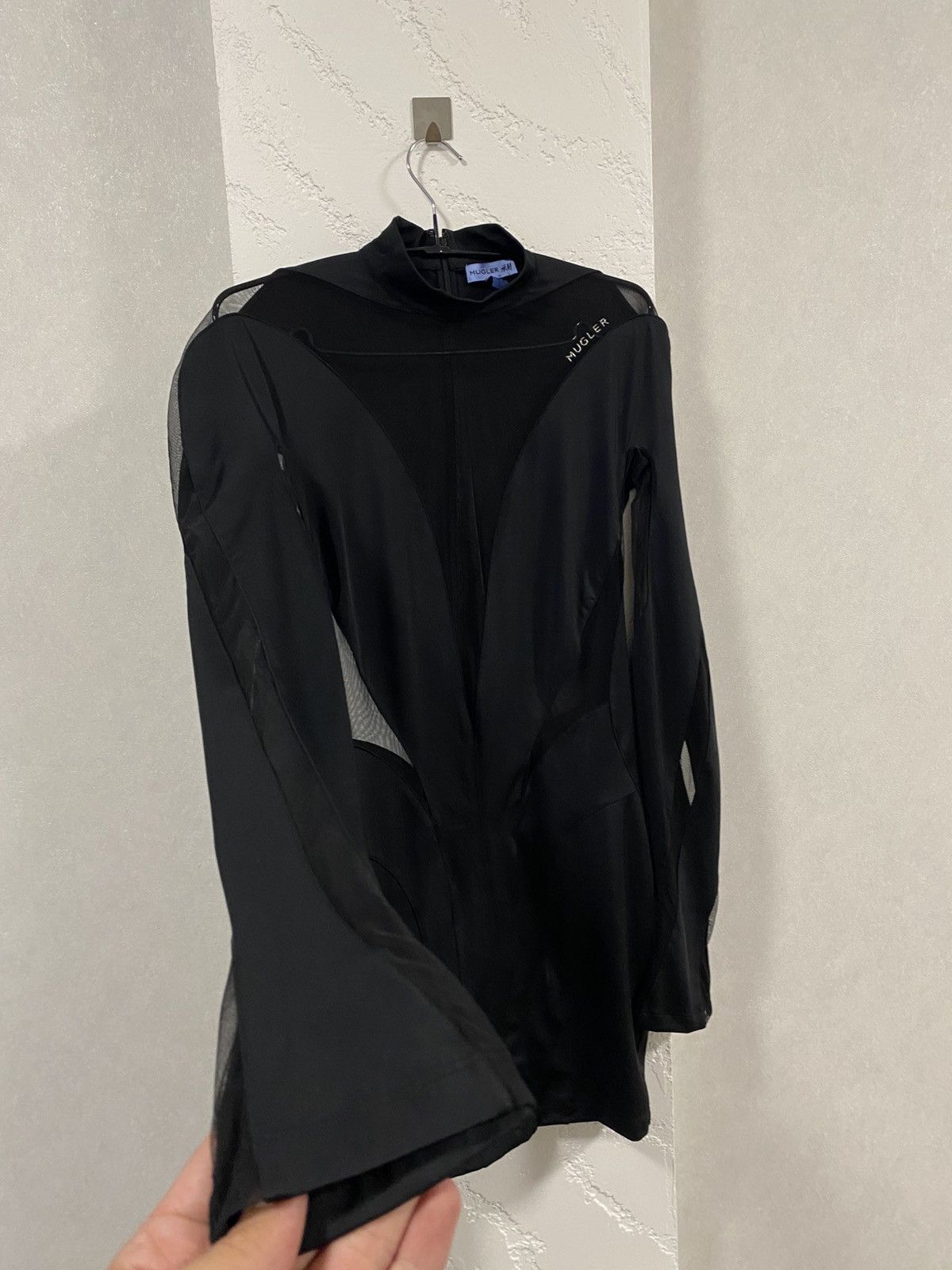 H&M 🖤 Mugler x H&M Full Black Panelled Mini Dress Size M / US 6-8 / IT 42-44 - 5 Thumbnail