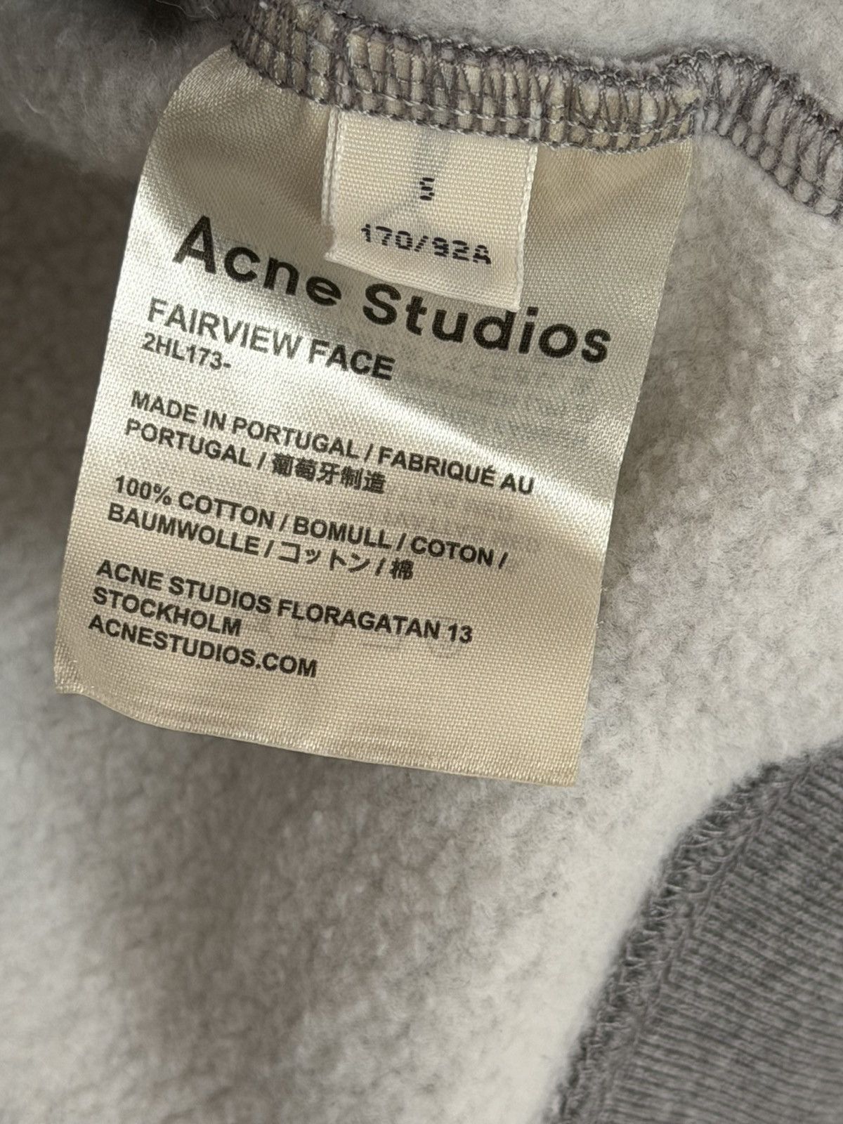 Acne Studios Acne Studios Grey Fairview Face Crewneck Sweatshirt Size US S / EU 44-46 / 1 - 5 Thumbnail