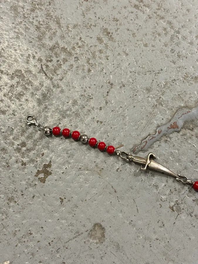 Vintage Cesare Paciotti Red Beaded Cross Charm Bracelet Size ONE SIZE - 8 Thumbnail