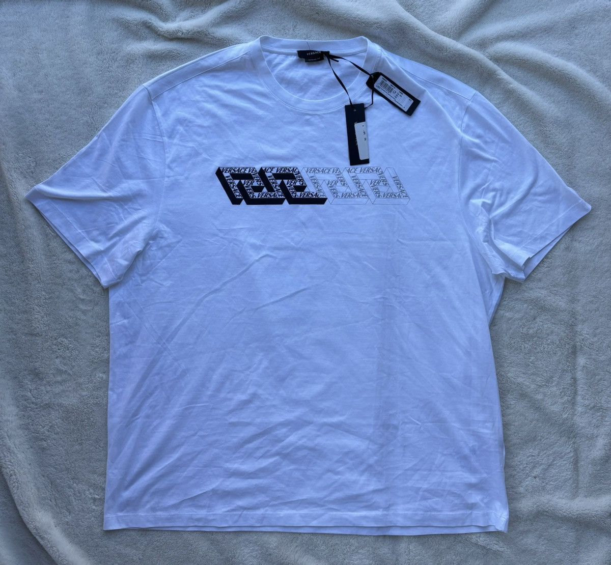 Versace Versace White Greca Signature Tee Size US XXL / EU 58 / 5 - 1 Thumbnail