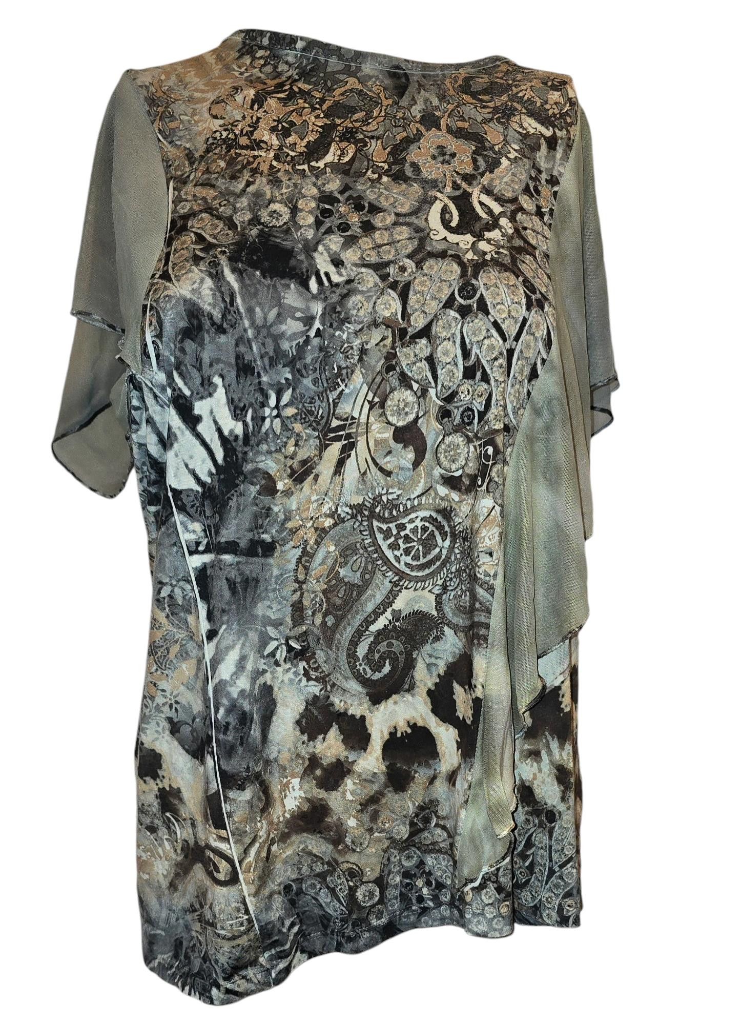 Designer Vibrant Floral Print Short Sleeve Kamono Top Size M / US 6-8 / IT 42-44 - 3 Thumbnail