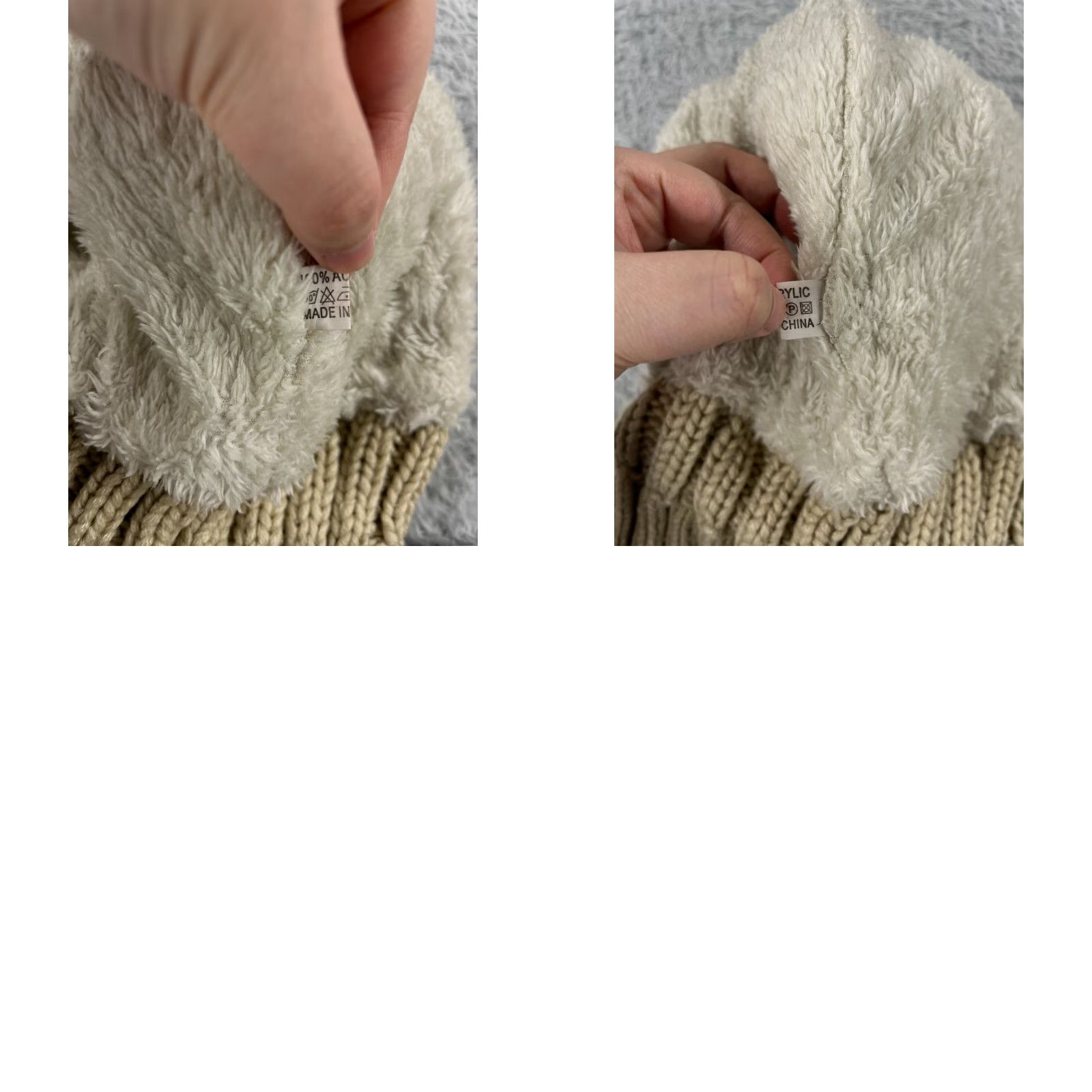 Vintage Page One Beanie Toque Hat Womens One Size Beige 100% Acrylic Lined Knit Ski Pom Size ONE SIZE - 8 Thumbnail