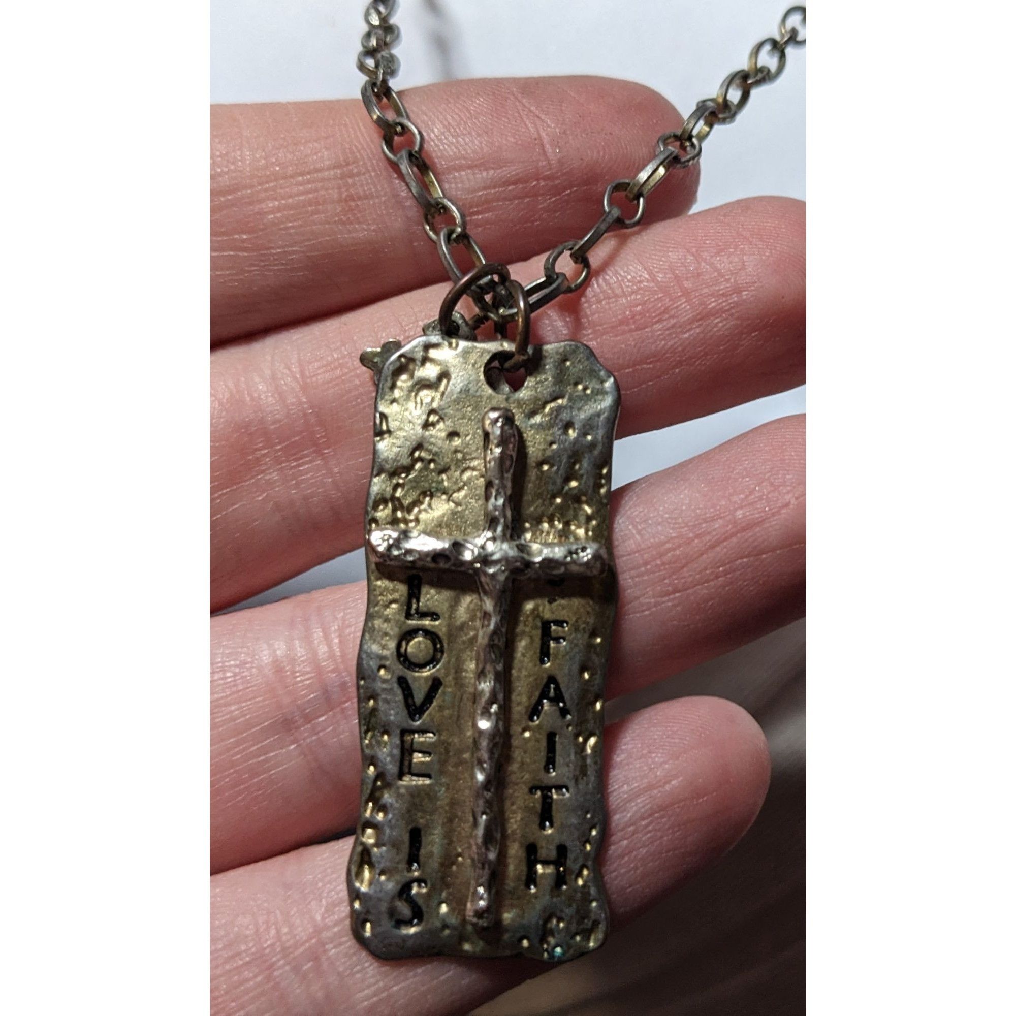 Other Love Is Faith Hammered Brutalist Pendant Necklace Size ONE SIZE - 12 Thumbnail
