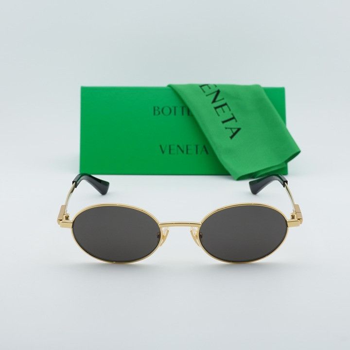 Bottega Veneta Bottega Veneta BV1470S 001 Sunglasses Gold Oval Frame, Grey Size ONE SIZE - 12 Thumbnail