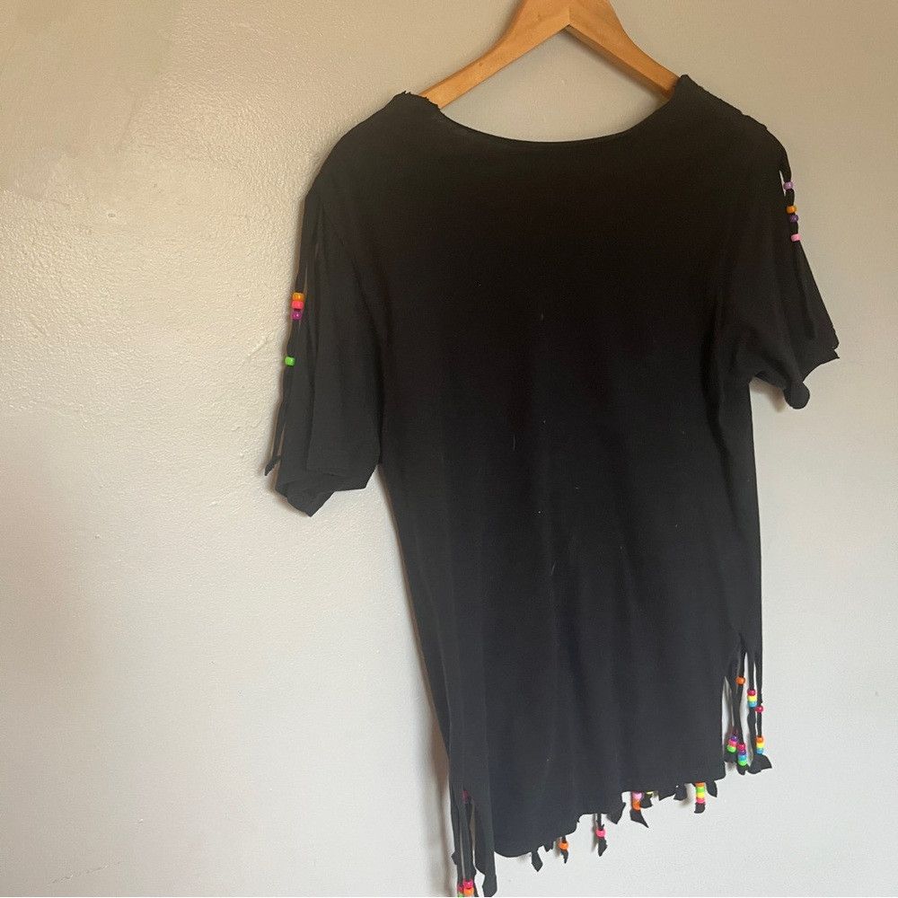 Gildan Women’s Rainbow Raw Hem Boat Neckline Beaded Black Medium Size M / US 6-8 / IT 42-44 - 3 Thumbnail