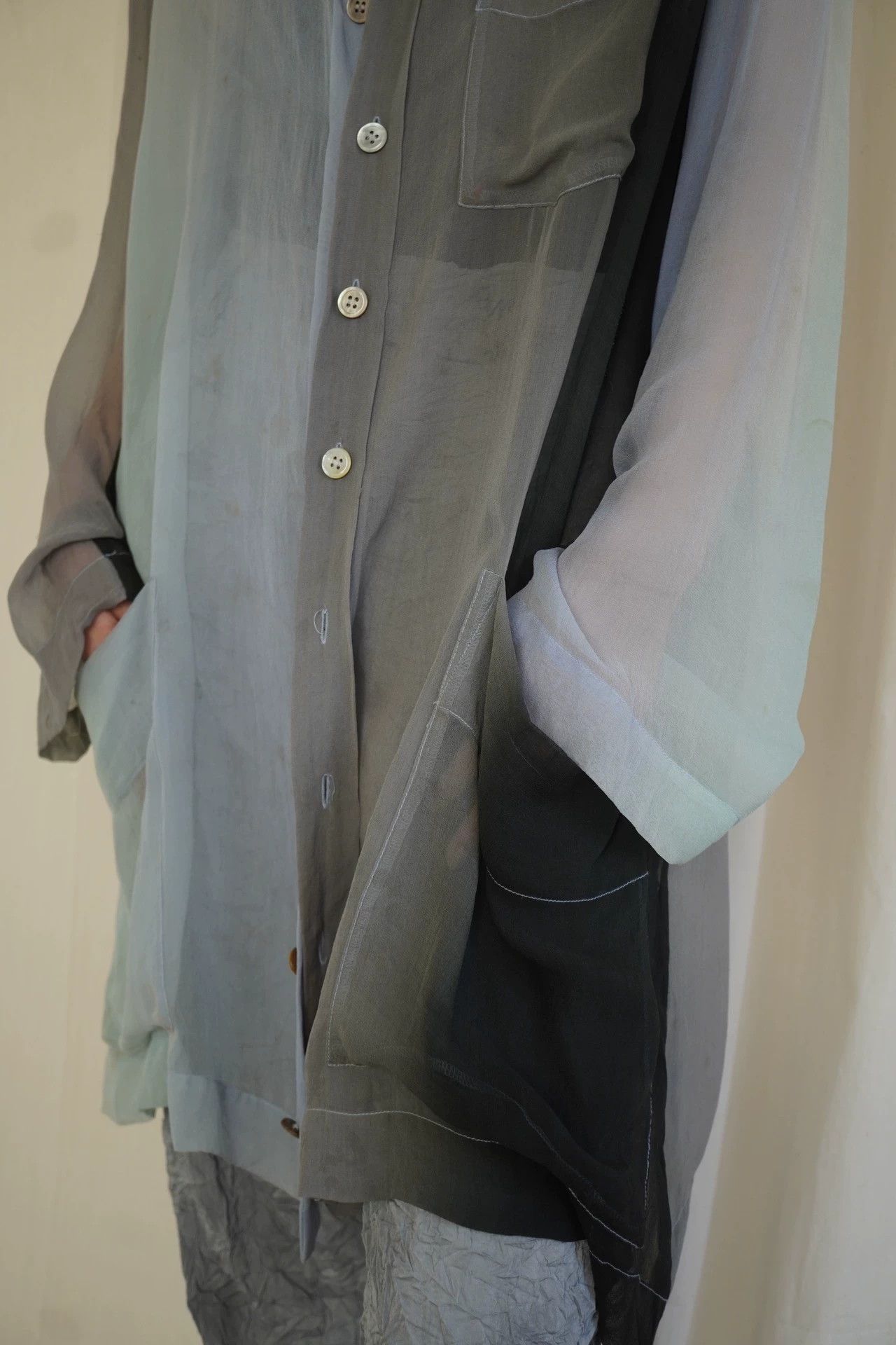 Issey Miyake Issey Miyake 1995ss Gradient Silk Shirt (Free Size) Size ONE SIZE - 9 Thumbnail