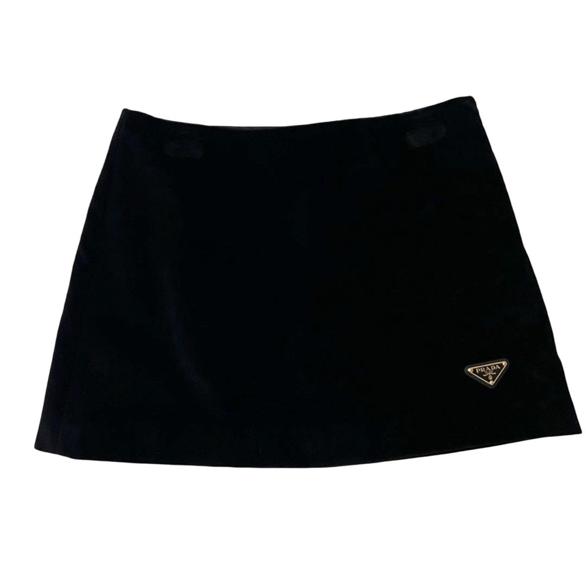 Prada Prada 2024 Velvet Mini Skirt with Triangle Logo Size 26" / US 2 / IT 38 - 3 Thumbnail