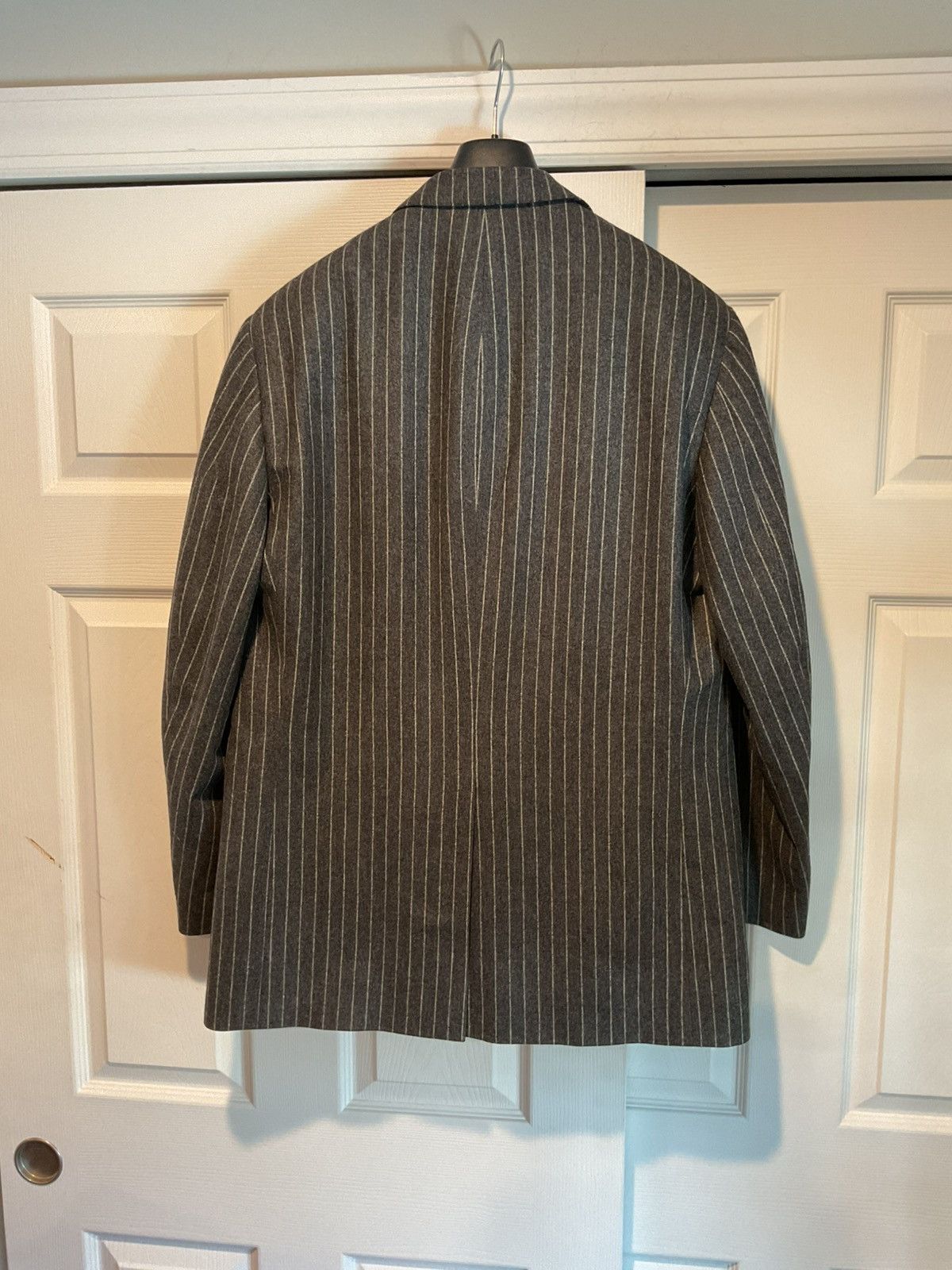 Samuelsohn SAMUELSOHN Super 100’s Gable Wool 3 Pc Gray Pinstripe Suit Size 46L - 3 Thumbnail