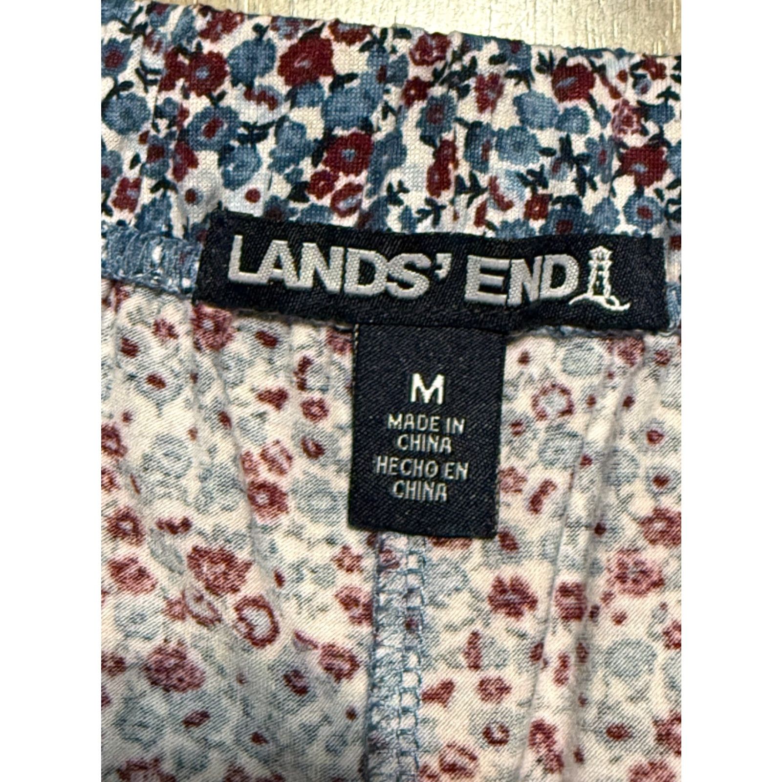 Lands' End Lands' End Women's Pajama Pants, Floral Sleepwear, Medium, Blue White Purple, Drawstring, Lightweight, Regular, Machine Washable, Sleepwear Size 32" / US 10 / IT 46 - 4 Thumbnail