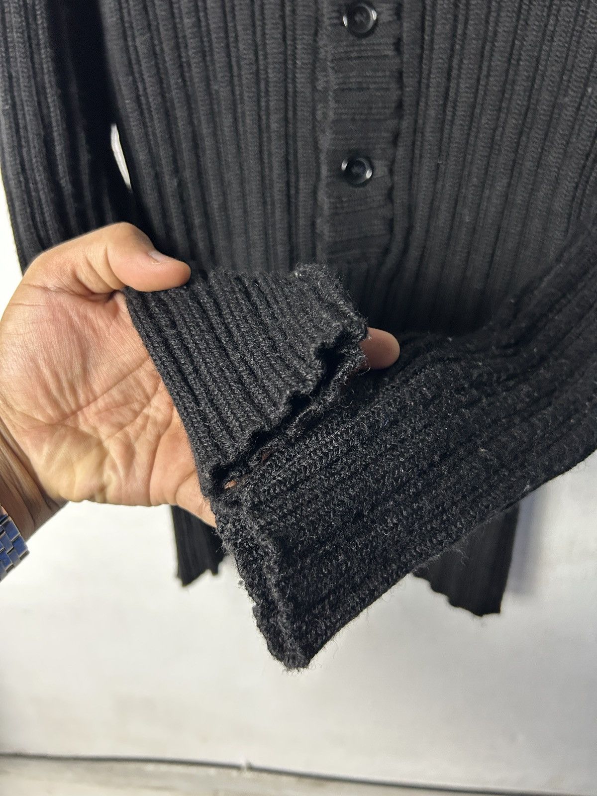 Michel Klein Michel klein homme black half button knitwear goth stye Size XS / US 0-2 / IT 36-38 - 7 Thumbnail