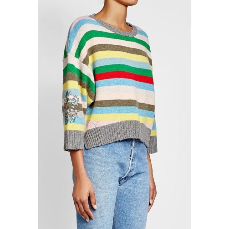 Zadig & Voltaire Zadig & Voltaire wool multicolor striped embroidered sweater Size XS / US 0-2 / IT 36-38 - 1 Thumbnail