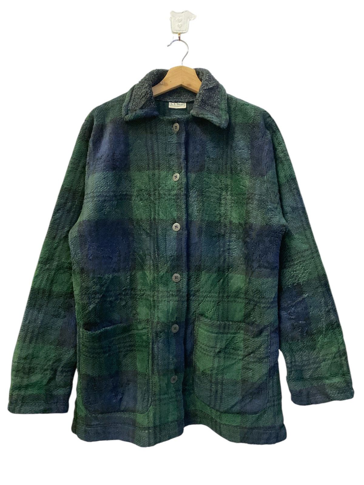 L.L. Bean × Vintage Vintage L.L Bean Checkered Fleece Jacket Size S / US 4 / IT 40 - 1 Thumbnail