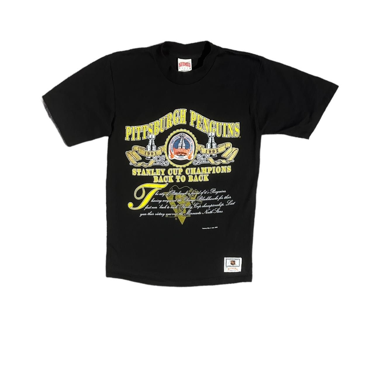 Nutmeg 1992 Pittsburgh Penguins Nutmeg Shirt (MADE IN USA) Size US L / EU 52-54 / 3 - 1 Thumbnail