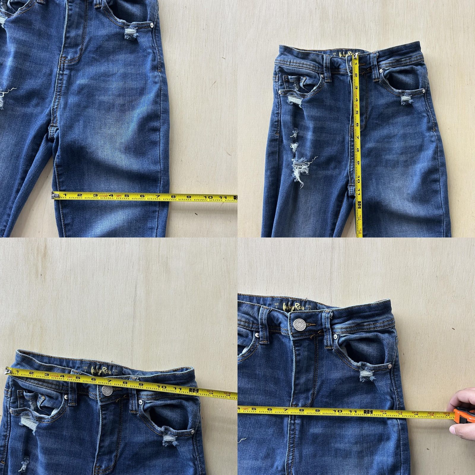 Denime Indigo Rein Jeans Womens 3 Medium Wash Blue Skinny Distressed Stretch Denim Size 26" / US 2 / IT 38 - 8 Thumbnail