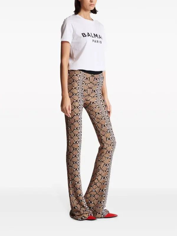 Balmain o1s1wg110825 Python Jacquard Bootcut Trousers in Brown Size 26" / US 2 / IT 38 - 3 Thumbnail