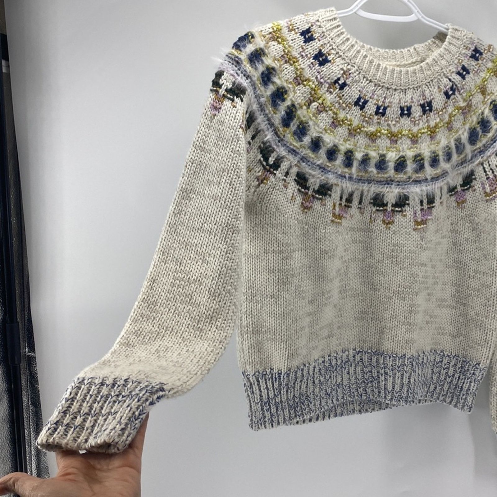 J.Crew THE REEDS J. CREW DECORATIVE YOLK SWEATER wool blend sz S Size S / US 4 / IT 40 - 3 Thumbnail