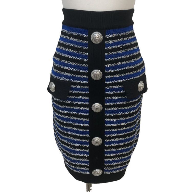 Balmain Balmain Striped Knit Mini Skirt Size 34 Size 25" / US 0 / IT 36 - 1 Thumbnail