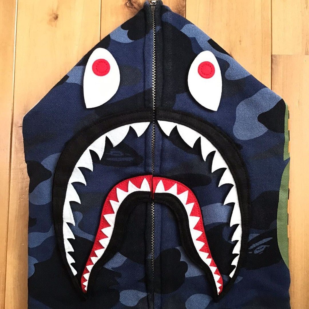 Bape BAPE DETACHABLE Shark Full Zip Hoodie Blue camo Size US M / EU 48-50 / 2 - 4 Thumbnail