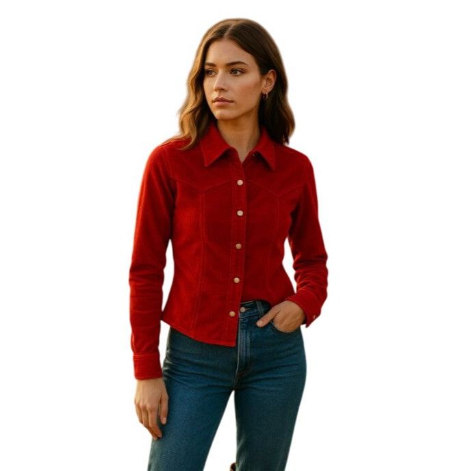 Vintage Vintage Live a Little S Red Corduroy Jacket Western Yolk Sna Size S / US 4 / IT 40 - 9 Thumbnail