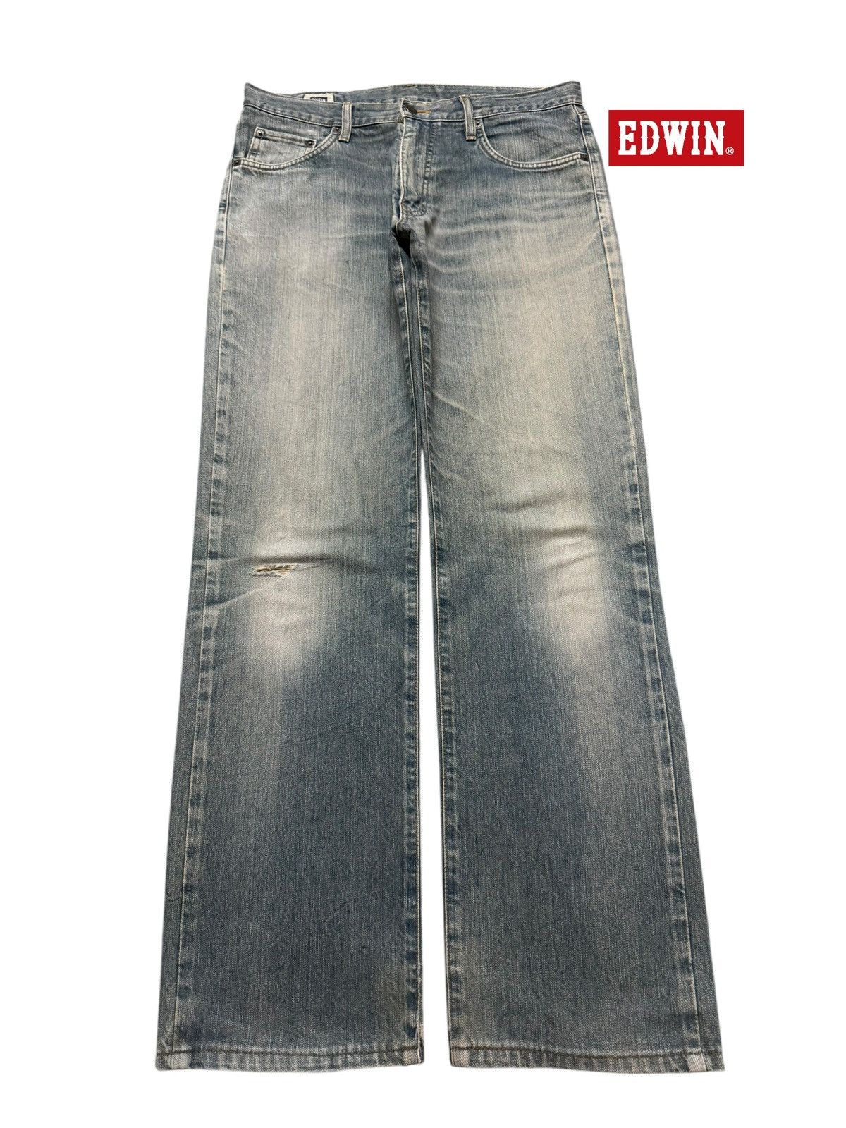 Vintage 90s Japan Edwin 403 Faded Distress Straight Loose