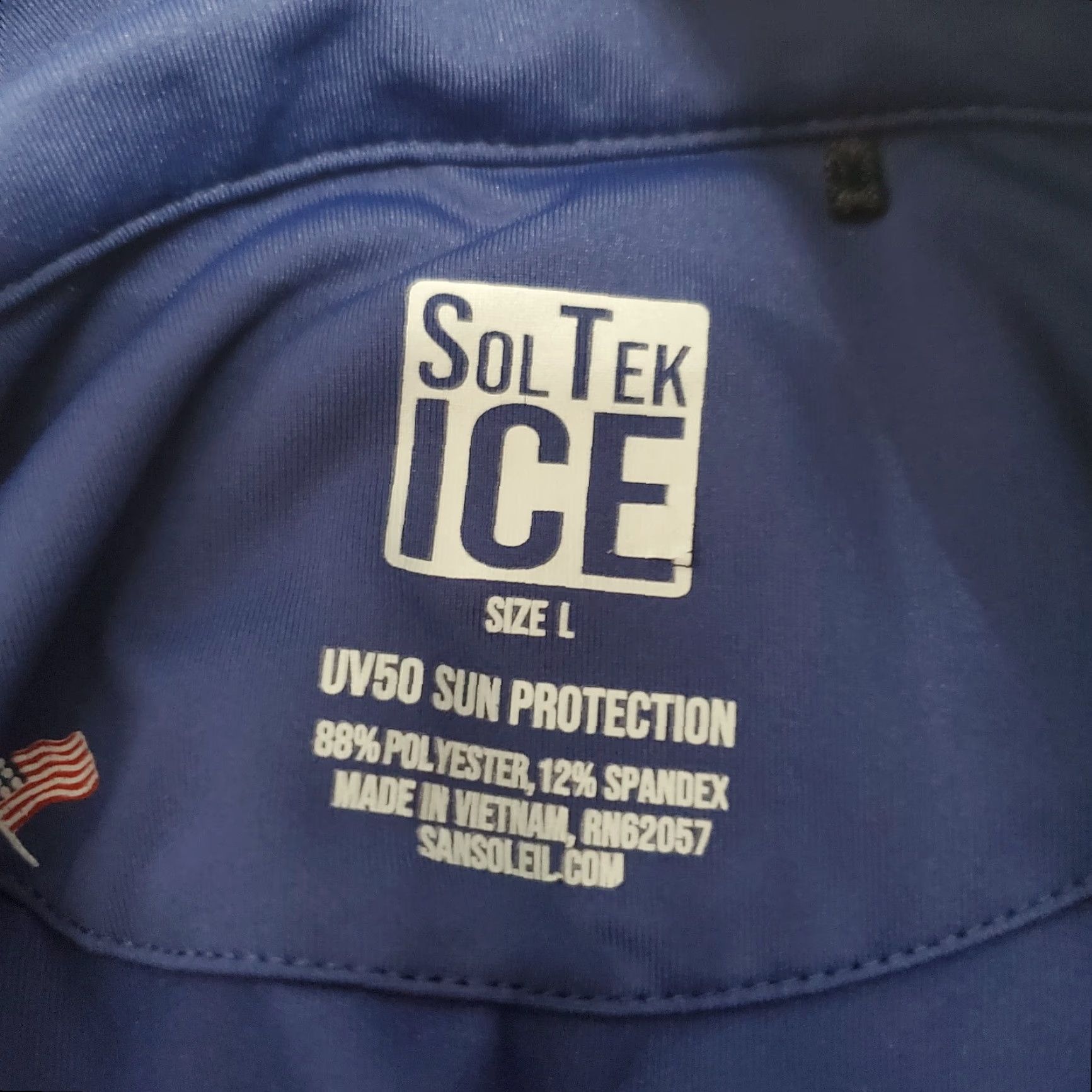 Vintage VINTAGE San Soleil Shirt Men L Blue Flag Print Sol Tek ICE 1/4 Zip Sun Protection UV50 Size US L / EU 52-54 / 3 - 3 Thumbnail