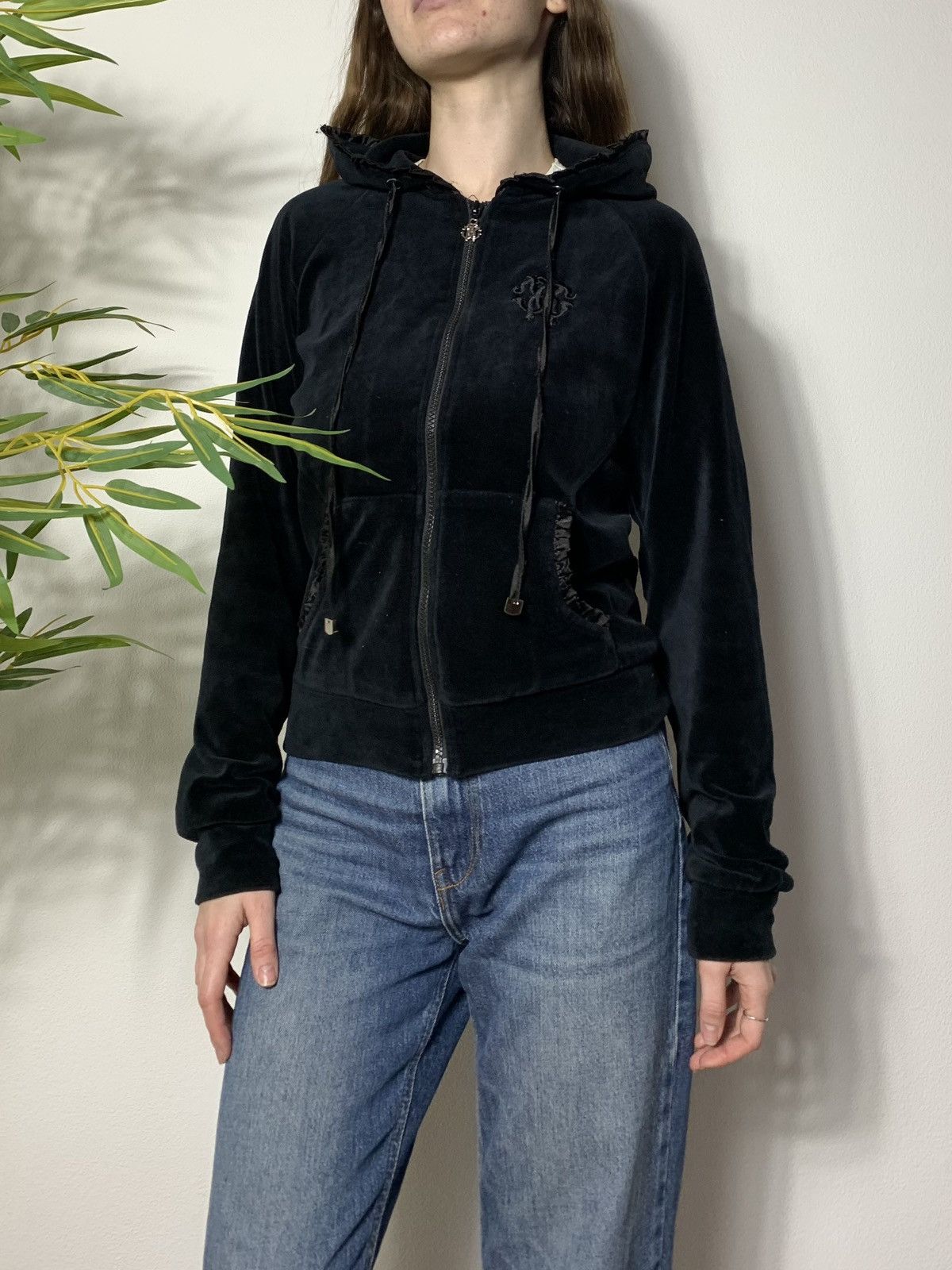 Just Cavalli VINTAGE VELOUR ROBERTO CAVALLI GYM Y2K ZIP UP HOODIE Size L / US 10 / IT 46 - 1 Thumbnail