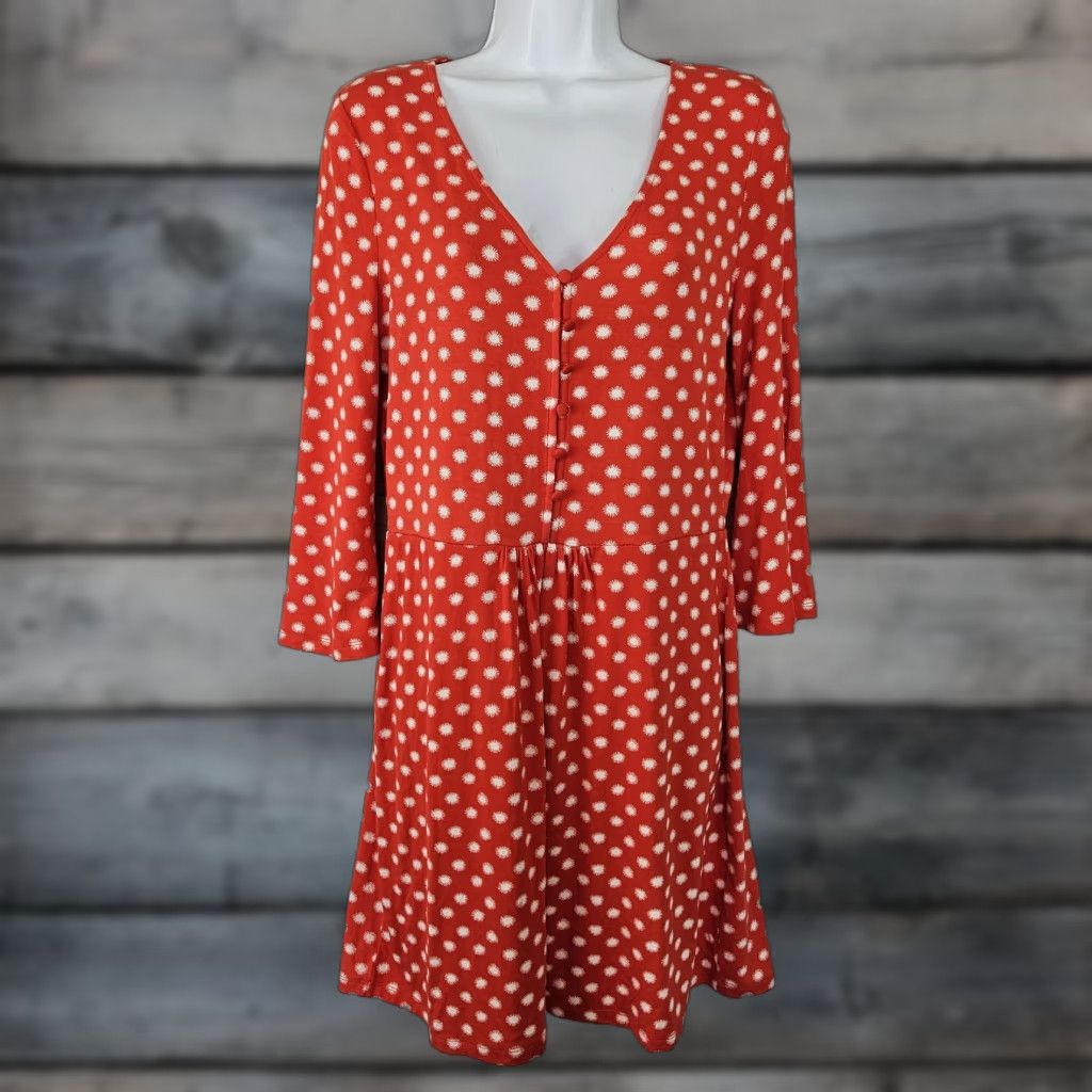 Boden Boden Dress Womens Viscose Red Long Sleeve V-Neck Sz 8 Mini Casual Pullover Size M / US 6-8 / IT 42-44 - 1 Thumbnail