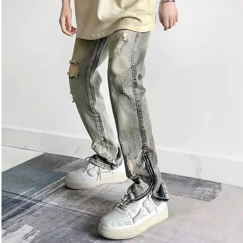 Japanese Brand × Jean Retro ripped zipper high street jeans Size US 30 / EU 46 - 1 Thumbnail