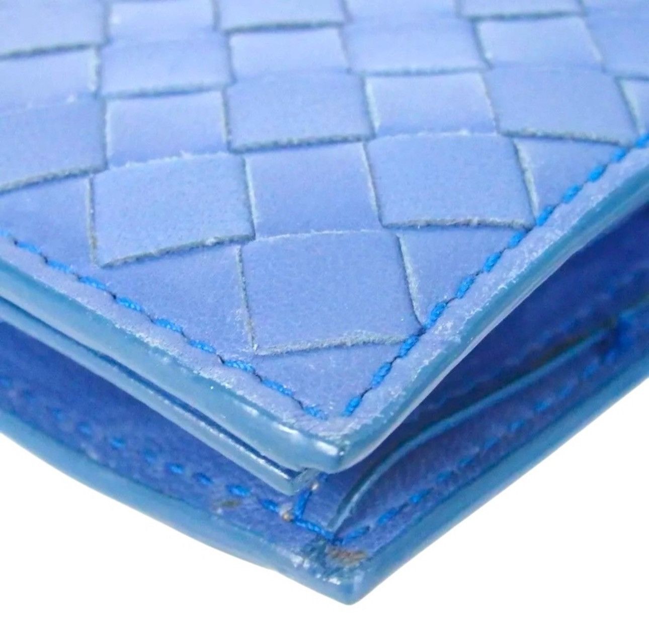 Bottega Veneta Bottega Veneta Intrecciato Leather Wallet Blue Handmade Size ONE SIZE - 13 Thumbnail