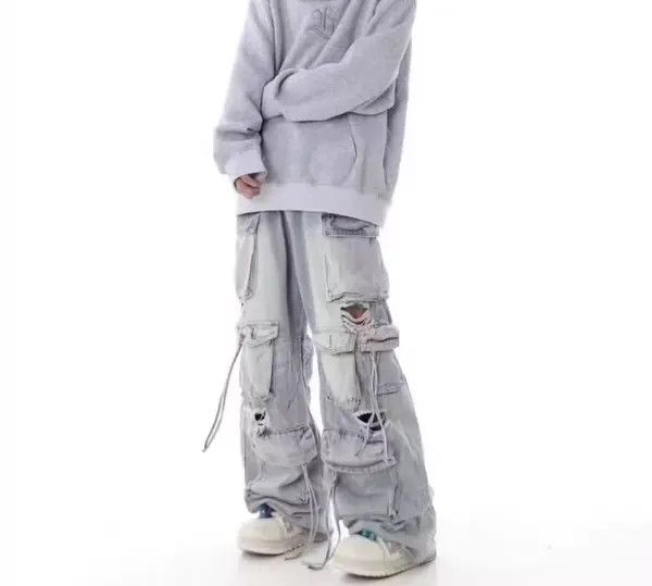 Japanese Brand VIBE Street hip hop grunge ripped wide leg jeans Size US 32 / EU 48 - 3 Thumbnail