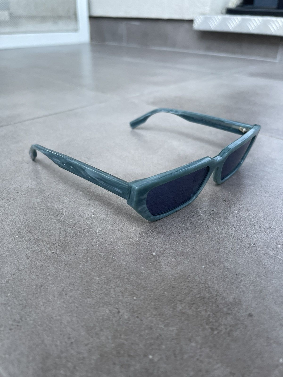 Alexander McQueen !DS! Alexander Mcqueen MQ0302S Marble Turqoise Sunglasses Size ONE SIZE - 4 Thumbnail
