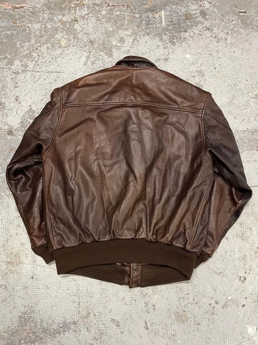 1990s Emporio Armani Brown Bomber Leather Jacket