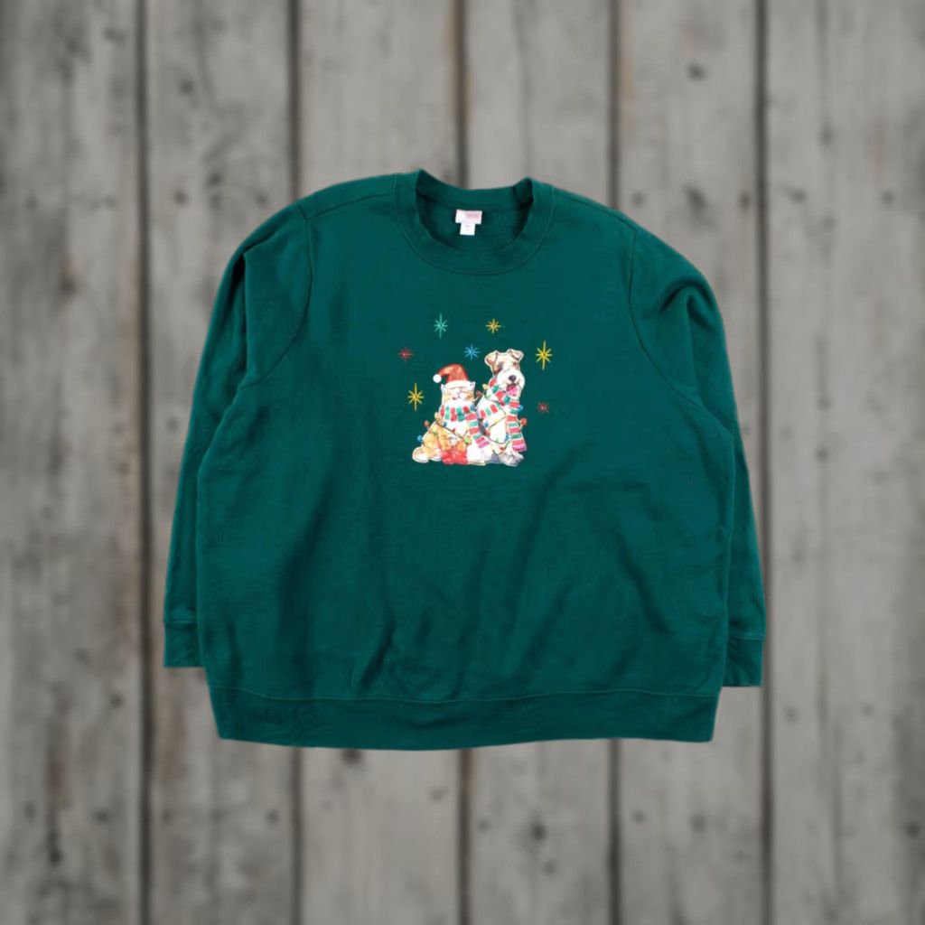 Vintage VINTAGE Holiday Editions Green Ugly Christmas Sweatshirt 2X Adult Mens Womens Size XXL / US 16-18 / IT 52-54 - 1 Thumbnail