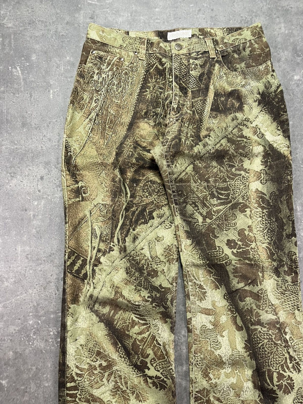 Roberto Cavalli Ornament Printed Flared Denim Jeans M 32